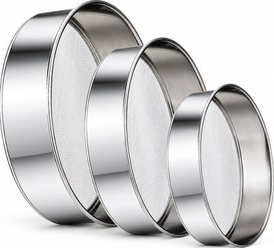 SMH LINE® Meelzeef - 3-delig set - RVS - Ø 26/32/34,5cm - Keukenzeef - Voor Meel, Rijst, Groenten en Fruit