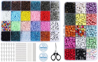Behave Glaskralen & Smiley Set Deluxe — 11.512 Kralen — Glaskralen 3 mm + Smileys 7 mm + Rijgdraad