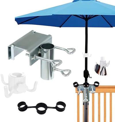 Dailygoods- Parasolhouder instelbaar - Balkonhouder - Ruimtebesparend - Geschikt voor parasols tot Ø 38 mm - Bevestiging zonder boren - Max. dikte 5 cm - Parasolstandaard