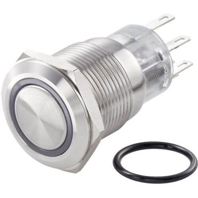 TRU COMPONENTS TC-7494624 TC-LAS1-AGQ-11E/42RGB/ Vandalismebestendige drukschakelaar 250 V/AC 3 A 1x uit/(aan) Moment Rood, Groen, Blauw, RGB IP65 1
