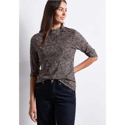 Mesh-Shirt met lange mouwen en col