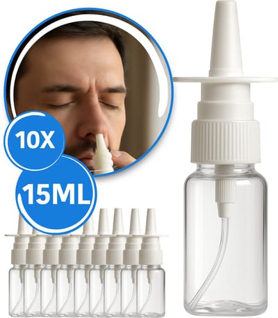 Neusspray Flesjes 15 ml – Leeg & Hervulbaar – Lekvrije Reisflesjes / Sprayflesjes voor Zoutoplossing – 10 Stuks