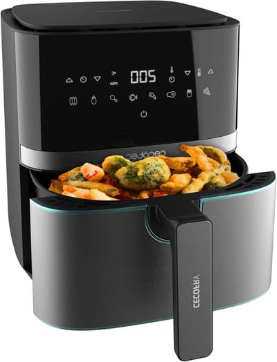 Heteluchtfriteuse - Airfryer - Gezond Koken - PerfectCook Technologie - 55 L Inhoud - Zwart Roestvrij Staal