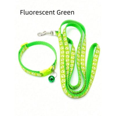 1-delige Kattenhalsband met Lijn Set met Schattig Pootje Bedeltje - Verstelbare Kittenhalsband Zachte Huisdierhalsketting Voor Kleine Honden Perfect Voor Kittens Puppies 1.0 Leash1.2 meters groen