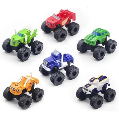 6 Stuks Blaze Monster Raceauto Diecast Speelgoed Set Rusland Miracle Crusher Vrachtwagen Voertuig Transformeer Speelgoed Voor Kinderen Beste Cadeaus black