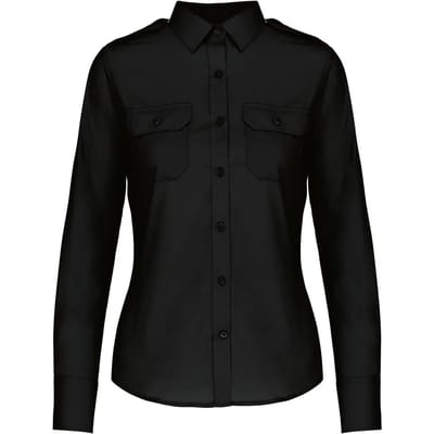 Kariban Damespilootoverhemd lange mouwen K506 - Black - XL