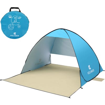 Tente de plage Pop-up automatique et instantanée, abri solaire anti-uv, Cabana pour le Camping, 70.9x59x43.3 pouces du lac bleu
