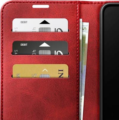 Zanae, Portemonnee Hoesje Geschikt voor Apple iPhone 16 Columbia Editie met Standaardfunctie, Rood