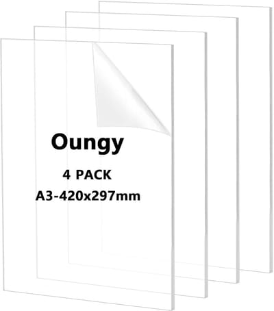 Dailygoody - Acrylplaten - Transparante A3 platen - 4 stuks - 3 mm dik - Ideaal voor knutselen en decoratie - Geschikt voor thuis en kantoor