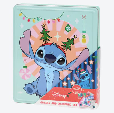 Disney Stitch Kerst Knutsel Box - Inclusief: Kleurboek, Kleurpotloden, Stickers, Puntenslijper & meer - Knutselset - Luxe Bewaardoos / Blik - Kerst Cadeau Jongens & Meisjes - Disney Lilo & Stitch - Knutselpakket - Tekenen & Creatief Speelgoed