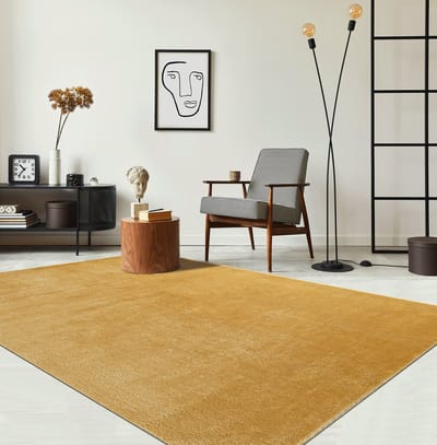the carpet RELAX – Extra Zacht & Wasbaar Vloerkleed tot 30°C met Antislip Onderzijde – Fluweelachtige Structuur – Voor Slaapkamer of Woonkamer – Goud, 60 x 110 cm