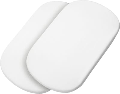 Maxi-Cosi Organic-reiswieglakens, Compatibel met alle Maxi-Cosi-reiswiegen, 2-in-1 Set, 100% organisch katoenen lakens, Milieuvriendelijk, Eersteklas stof, Machinewasbaar - Wit