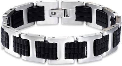 Montebello Armband Bensje - 316L Staal PVD - Rubber - 15mm - 21cm