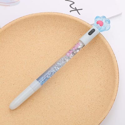 Kawaii Kattenpoot Gloeiende Gelpen Drijfzand LED Licht Pen Creatief Schrijfwaren Studenten Handtekeningpennen Voor Kinderen Meisjes Cadeau blauw