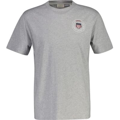 Gant T-Shirt Circle Chest Graphic Short Sleeve Crew Neck Grijs Melange / male