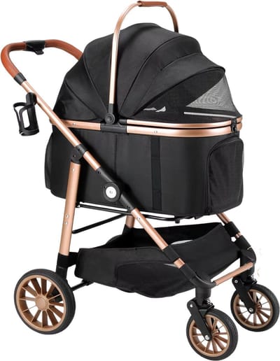 2-in-1 Hondenbuggy Fioren - Huisdieren wandelwagen - Reiswagen Hond - Comfort - Voor Honden en Katten - Opvouwbare Huisdierwagen met 360° Wielen - Met boodschappenmand - Hondenbox met Autobevestiging - Max. Belastbaarheid 25kg