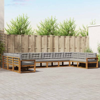 vidaXL - Buiten - bank - set - 10 - st - Natuurlijk - en - Licht - Grijs