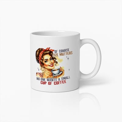 330ml Vintage Stijl Koffiemok – "Natuurlijk Maakt Maat Uit" Retro Vrouw Koffiebeker