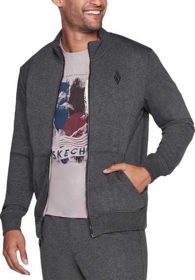 Skechers Hoodless Hoodie GOwalk Everywhere Jacket Sweatjack Herren M3JA195 917 CHAR grijs