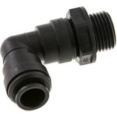 12mm x G1/2'' 90 graden L-verbinding POM Insteekfitting Buitendraad Draaibaar NBR