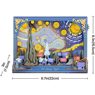 Robotime The Starry Night - Rowood Wooden Floral Paintings - TH003 - Bouwpakket - Creatief - Knutselen - Cadeautip