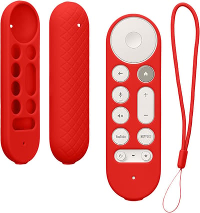 kwmobile hoes geschikt voor Google TV Streamer 4K - Siliconen anti-slip hoes voor afstandsbediening in rood