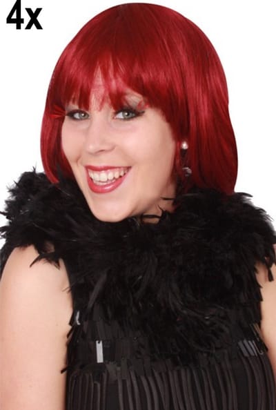 4x Boa zwart 180 cm. 50 gr. - Carnaval thema feest festival gala
