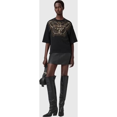 AllSaints Glide Amelie Tee Black/gold Taglia: XS | Maglie Sportivi Outlet | Donna | Nero