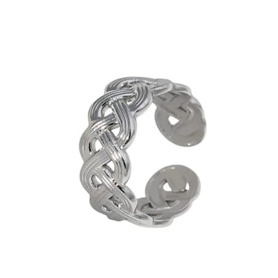Rvs sieraden - stalen verstelbare open ring - vlecht motief - one size