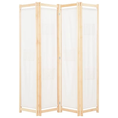 vidaXL - Kamerscherm - met - 4 - panelen - 160x170x4 - cm - stof - crème