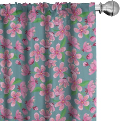 ABAKUHAUS Kersenbloesem – Gordijnen – 2x75x225 cm – Microvezels, halverduisterend
