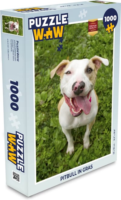 Puzzel Pitbull in gras - Legpuzzel - Puzzel 1000 stukjes volwassenen