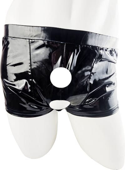 BamBella ® - Boxer short - Maat S/M - Datex Zwart (Latex en stof SM kleding BDSM erotische heren kleding ondergoed lingerie onderbroek zwart