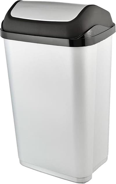 Vuilnisbak met swing-deksel 50 l Swantje zilver - HTML content toegevoegd pedaalemmer 50 liter