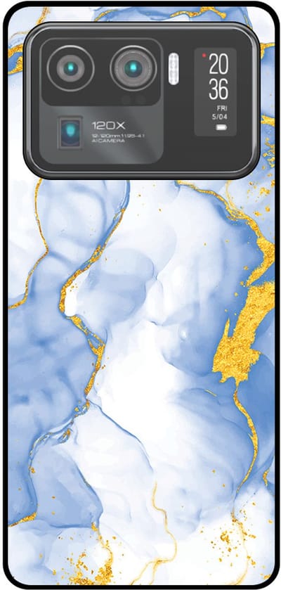 Smartphonica Telefoonhoesje Geschikt voor Xiaomi Mi 11 Ultra met Lichtblauw Goud Marmer Opdruk - TPU Backcover Case Lightblue Gold Marble Design geschikt voor Xiaomi Mi 11 Ultra