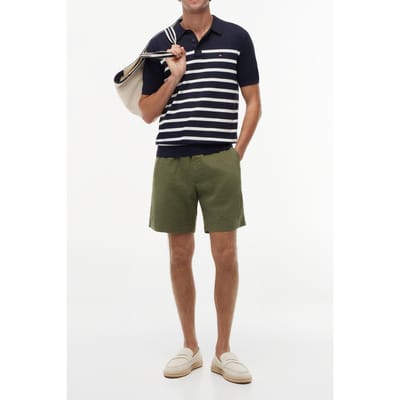 Tommy Hilfiger Dover 8 Po Sorona Linen Chino Dark Artichoke Größe: W29 | Kurze Sporthosen Outlet | Herren | Weiß