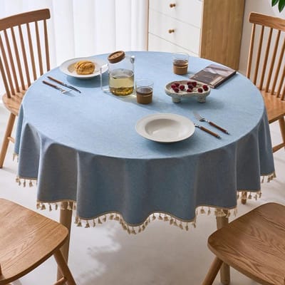 Moderne minimalistische effen kleur ronde tafelkleed verdikte veelkleurige hangende oor tafelkleed opties stof antislip tafelhoes 120cm round 1pcs