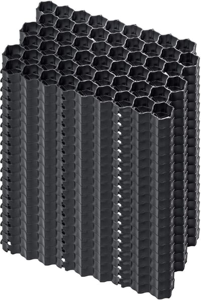 KADAX Paddockplaten van kunststof, 60 x 40 cm, 5 m², 2 kleuren, belastbaarheid tot 1000 t, gazonrooster met antislipnoppen, honingraatplaten (zwart, rechthoekig, 20 stuks)