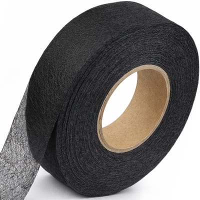 Strijkband - 60 meter - 1,5 cm breed - Zoomband - Instrijkbaar - Gordijnband - Kantenband - Plooiband - Vlieseline - Opstrijkbaar - Zwart