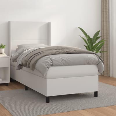 vidaXL - Boxspring - met - matras - kunstleer - wit - 100x200 - cm