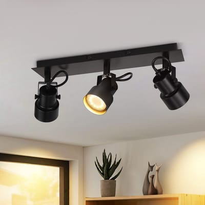 NETTLIFE Opbouwspot - 3-Lichts - GU10 Fitting - rechthoekig - zwart - Metaal - 350° draaibar Plafondspot - L 42cm - Vintage Plafondlamp - voor Slaapkamer | Keuken | Hal | Woonkamer - Max.25W-excl. lichtbron