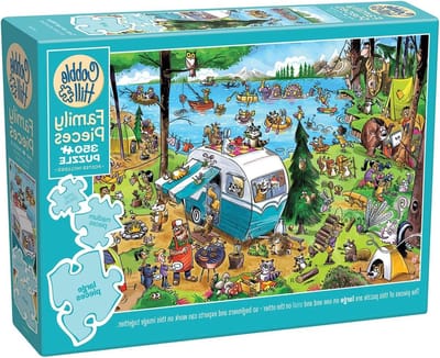 Familie Puzzel - Legpuzzel Wimmelbild - Ontspannen Tijdverdrijf - Willekeurige Vormen Stukjes - 350 Stukjes - Gek Kampeeruitstapje