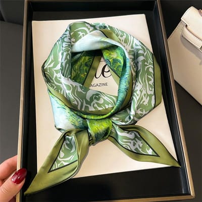 Foulard en soie vert pour femme, skinny, 147x14 cm, bande pour cheveux longs, ruban de soie, petits foulards de cou, ruban pour anse de sac, mouchoir, cravate pour dame 14x147cm white