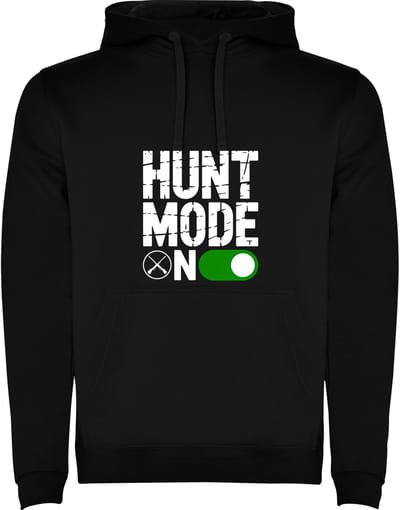 Zwarte Hoodie Hunt Mode On - Jagers Modus Aan - Humor Maat M