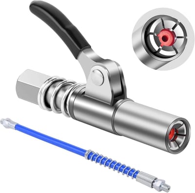 Grease Gun Connector met Flexibele Slang, 6-Lobige Spuitmond en Afdichting voor Efficiënt Smeren van Machines en Gereedschap