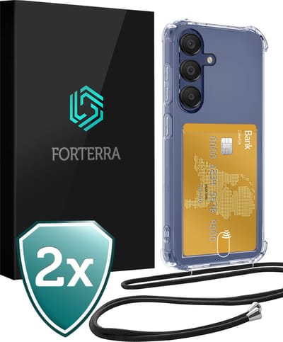 Hoesje Geschikt voor Samsung A16 Pashouder Case Siliconen Hoes Met Koord - Hoes Geschikt voor Samsung Galaxy A16 Met Telefoonkoord Hoesje Back Cover Met Pasjeshouder - Transparant - 2 PACK