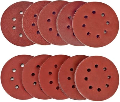 100-delig, 125 mm, 40/80/120/180/320/400/600/800/1500/2000 schuurschijven, klittenband-schuurpapier, schuurpapier, excentrische schuurmachine, elk x 10, 8 gaten voor excentrische schuurmachines