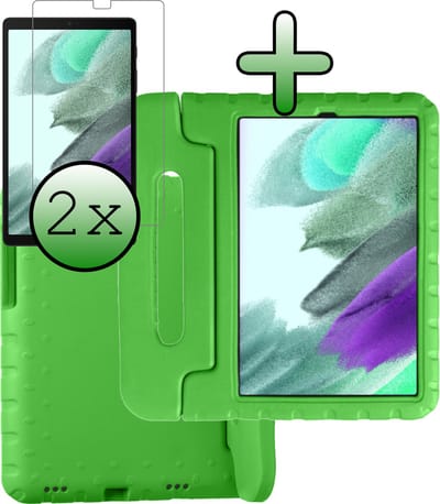 Hoesje Geschikt voor Samsung Galaxy Tab A7 Lite - Met 2x Screenprotector - Kinderhoes Shockproof Bumper - Kidsproof Case - Tablet Hoes - Kinder Hoes Cover - Groen