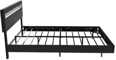 Zwevend Bed Lissabon - 140x200cm - Kunstleer - Incl. LED - Zwart