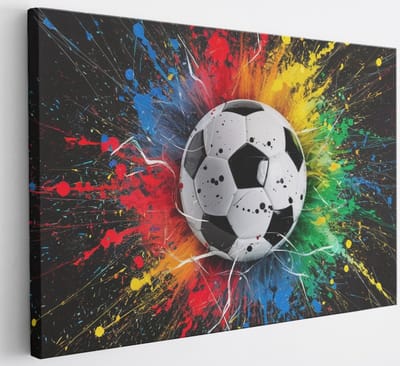 Saammp Canvas Schilderij - Voetbal - Abstract - 30x20 - Foto op canvas - Wanddecoratie - Muurdecoratie Woonkamer - Slaapkamer decoratie - Canvas Print